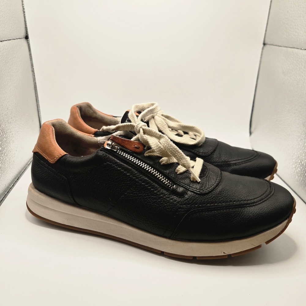 Paul Green Retro Runner Sneakers Womens 8.5 Black Leather Good Zip Lace Up
